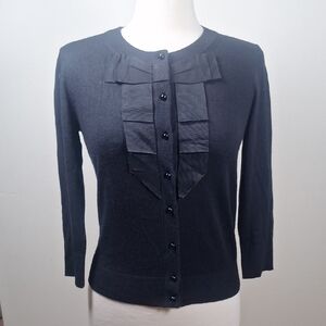 Kate Spade Ribbon Front Detail Cotton/wool/angora Blend Cardigan Sweater Size S